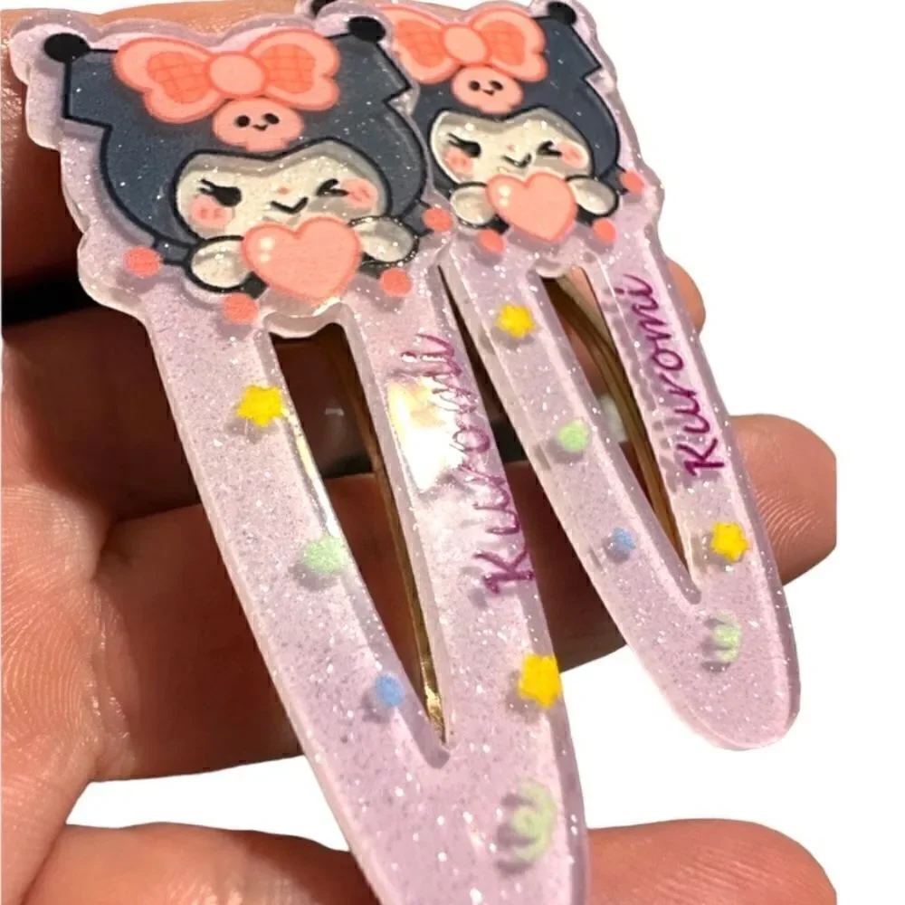 New Sanrio Kuromi Hair Accessories – 2 pcs Hair Clips